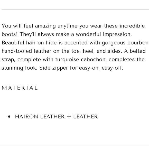 Leather booties with hand tooled detailing, hair-on and belted accent, new, Myra - Picture 14 of 16